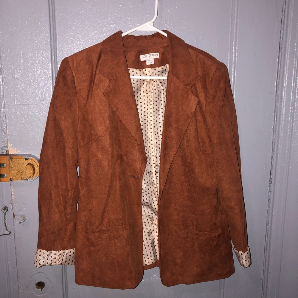 Cotton on brown suede blazer